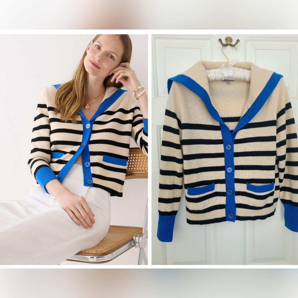 J. Crew Cashmere Sailor Collar Cardigan